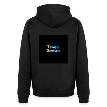 7even Senses - Unisex Premium Bio Zip Hoodie - Schwarz - Hinten - Nico (187cm)