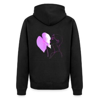 Blumen Frauen Mädchen Mode Design Kunst Weiblicher Stil - Unisex Premium Bio Zip Hoodie - Schwarz - Hinten - Nico (187cm)