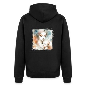 Blumen Frauen Mädchen Mode Design Kunst Weiblicher Stil - Unisex Premium Bio Zip Hoodie - Schwarz - Hinten - Nico (187cm)