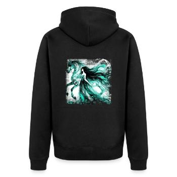 Blumen Frauen Mädchen Mode Design Kunst Weiblicher Stil - Unisex Premium Bio Zip Hoodie - Schwarz - Hinten - Nico (187cm)