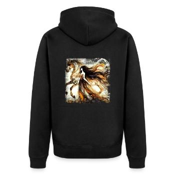 Blumen Frauen Mädchen Mode Design Kunst Weiblicher Stil - Unisex Premium Bio Zip Hoodie - Schwarz - Hinten - Nico (187cm)