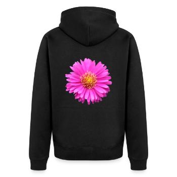 rosa Blume rosa Blüte Sommeraster - Unisex Premium Bio Zip Hoodie - Schwarz - Hinten - Nico (187cm)