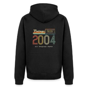 2004 Original 2004 Vintage Vintage Retro Jahrestag - Unisex Premium Bio Zip Hoodie - Schwarz - Hinten - Nico (187cm)