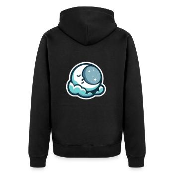 sleeping moon - Unisex Premium Organic Zip Hoodie - black - Back - Nico (187cm)