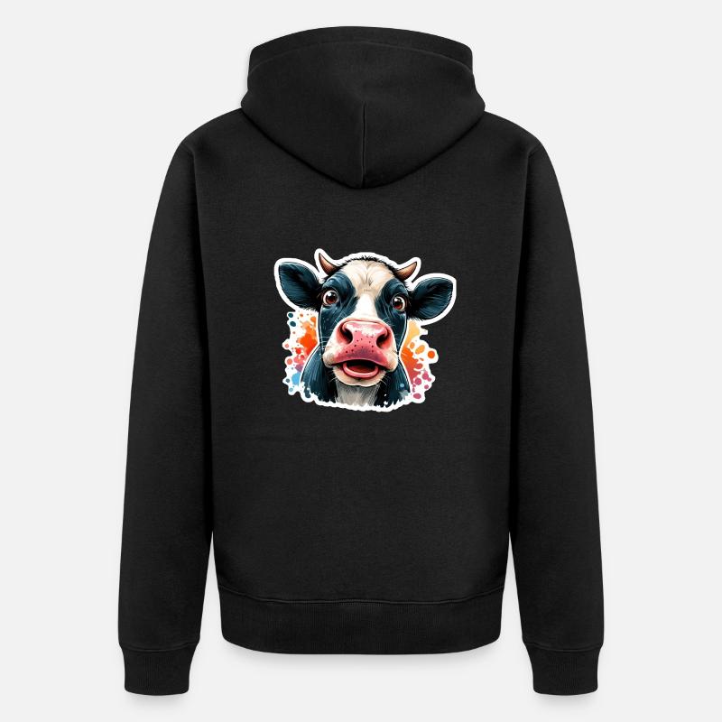 Vache émerveillée - Veste à capuche bio Premium Unisexe - noir