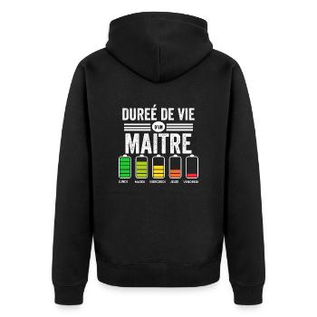 Humour Maitre D'école Pour Fin D'année Scolaire - Veste à capuche bio Premium Unisexe - noir - Dos - Nico (187cm)