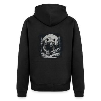 Bear Scandinavia Brown Bear Moon Forest Nature Sweden - Unisex Premium Organic Zip Hoodie - black - Back - Nico (187cm)