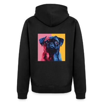 Mops - Unisex Premium Bio Zip Hoodie - Schwarz - Hinten - Nico (187cm)