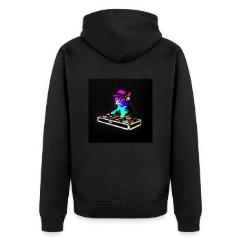 DJ Chat Scratch - Unisex Premium Bio Zip Hoodie - Schwarz - Hinten - Nico (187cm)