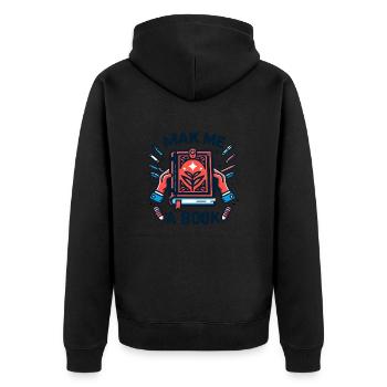 Make me a book - Unisex Premium Organic Zip Hoodie - black - Back - Nico (187cm)