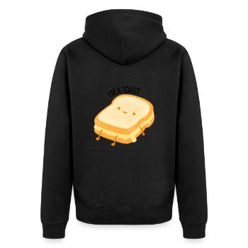 Lustiges Toast Essen Kawaii Humor - Unisex Premium Bio Zip Hoodie - Schwarz - Hinten - Nico (187cm)