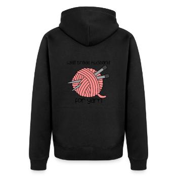 drôle de fil citation tricot crochet - Veste à capuche bio Premium Unisexe - noir - Dos - Nico (187cm)