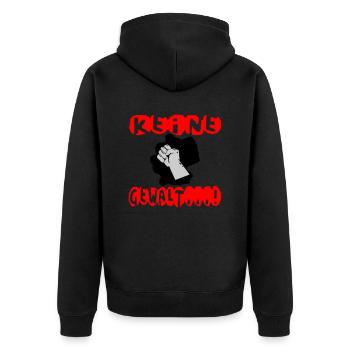 keinegewalt II - Unisex Premium Bio Zip Hoodie - Schwarz - Hinten - Nico (187cm)