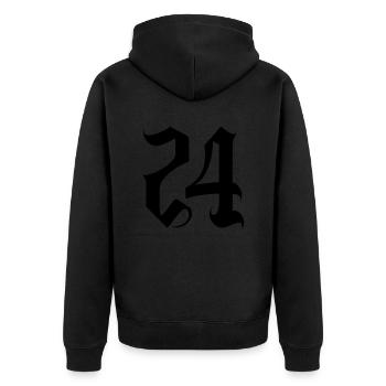 24 - Unisex Premium Bio Zip Hoodie - Schwarz - Hinten - Nico (187cm)
