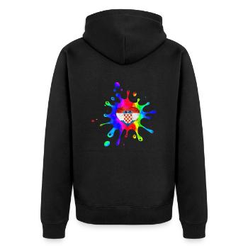 Kroatien hrvatska kroatien hrv hr zagreb geteilte Flagge - Unisex Premium Bio Zip Hoodie - Schwarz - Hinten - Nico (187cm)