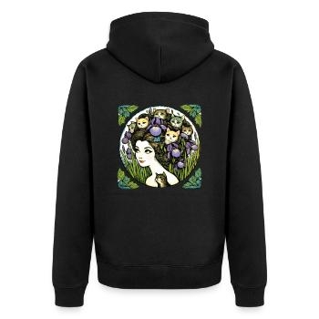 Dame aux chats - Veste à capuche bio Premium Unisexe - noir - Dos - Nico (187cm)