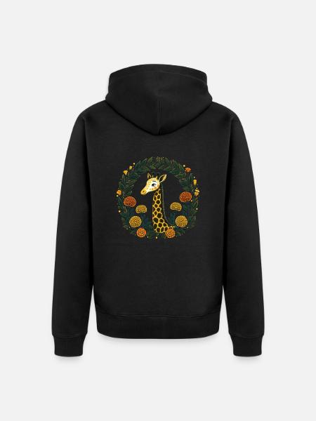 Marigold Giraffe - Unisex Premium Organic Zip Hoodie - black