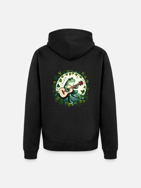 Gitarre Frosch - Unisex Premium Bio Zip Hoodie - Schwarz