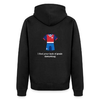 lustiger Spruch Fußball Trikot - Unisex Premium Bio Zip Hoodie - Schwarz - Hinten - Nico (187cm)