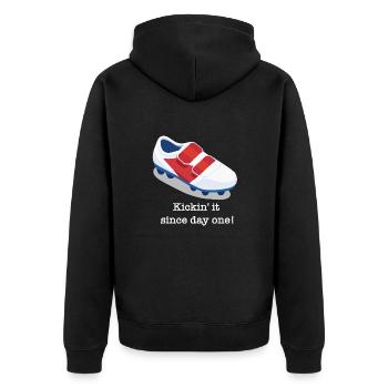 Chaussure de football Soccer Dicton amusant - Veste à capuche bio Premium Unisexe - noir - Dos - Nico (187cm)