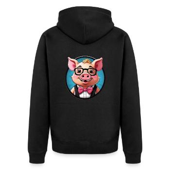 Funny Pig Comic - Unisex Premium Organic Zip Hoodie - black - Back - Nico (187cm)