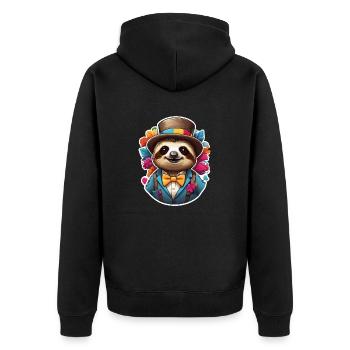 Bande dessinée de paresseux drôle - Veste à capuche bio Premium Unisexe - noir - Dos - Nico (187cm)