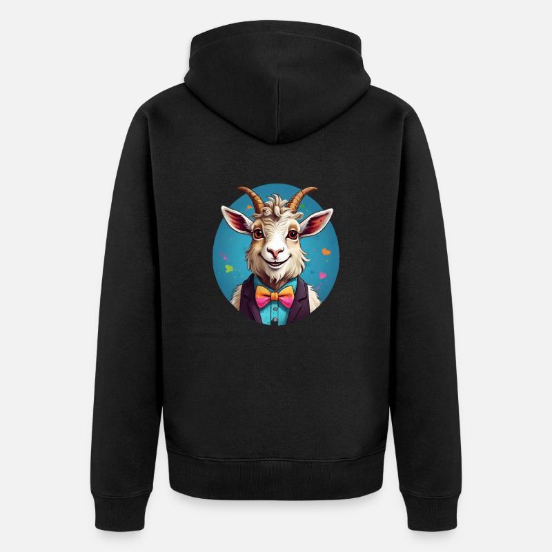 Bande dessinée de chèvre drôle - Veste à capuche bio Premium Unisexe - noir