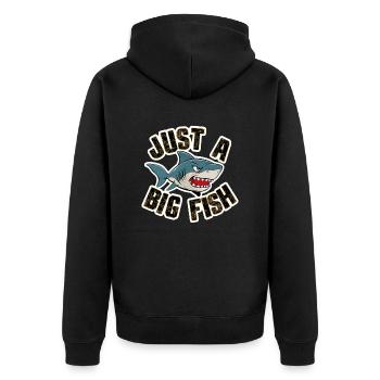 Shark - Humor - Just a Big Fish - Unisex Premium Organic Zip Hoodie - black - Back - Nico (187cm)