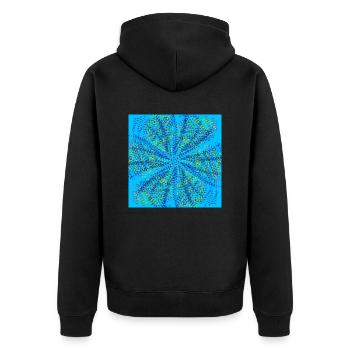 Hellblaues Windrad - Unisex Premium Bio Zip Hoodie - Schwarz - Hinten - Nico (187cm)