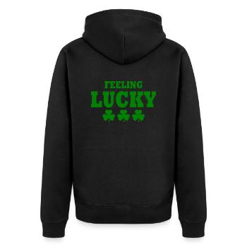 se sentir chanceux - Veste à capuche bio Premium Unisexe - noir - Dos - Nico (187cm)