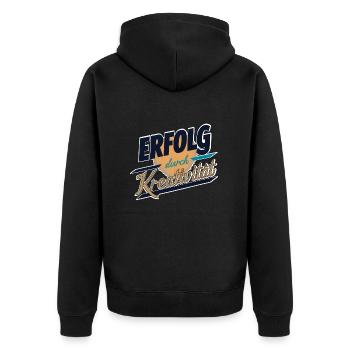 ERFOLG DURCH KREATIVITÄT - Unisex Premium Bio Zip Hoodie - Schwarz - Hinten - Nico (187cm)