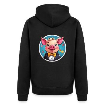 Lustiges Schwein Comic - Unisex Premium Bio Zip Hoodie - Schwarz - Hinten - Nico (187cm)
