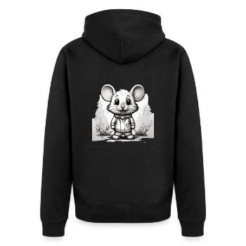 Mouse Cute Kids Drawing Comic - Unisex Premium Organic Zip Hoodie - black - Back - Nico (187cm)