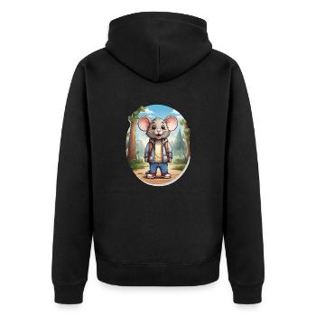 Mouse Cute Kids Drawing Comic - Unisex Premium Organic Zip Hoodie - black - Back - Nico (187cm)