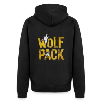 Groomsmen Gifts Bachelor Team Wolf Pack Funny - Unisex Premium Bio Zip Hoodie - Schwarz - Hinten - Nico (187cm)