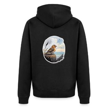 Landschaft Gemälde mit Vogel - Unisex Premium Bio Zip Hoodie - Schwarz - Hinten - Nico (187cm)