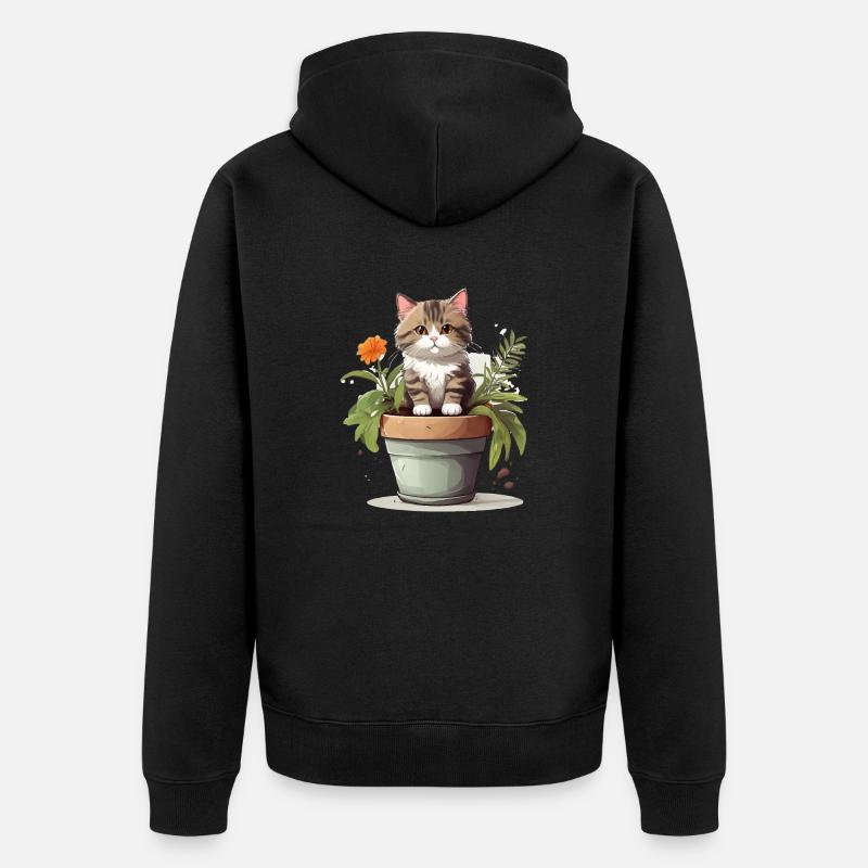 Fleur de chat mignonne - Veste à capuche bio Premium Unisexe - noir