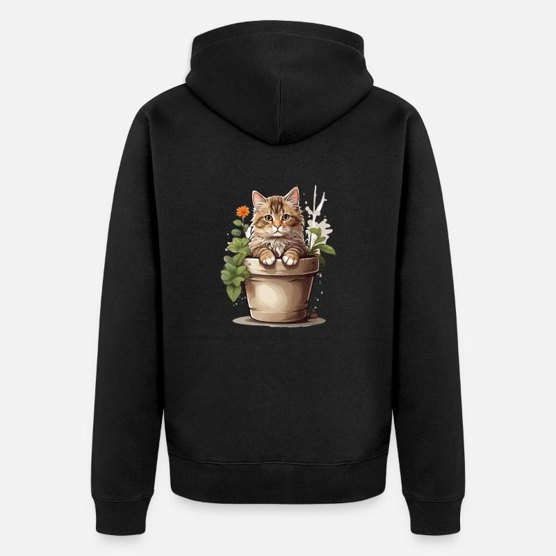 Fleur de chat mignonne - Veste à capuche bio Premium Unisexe - noir