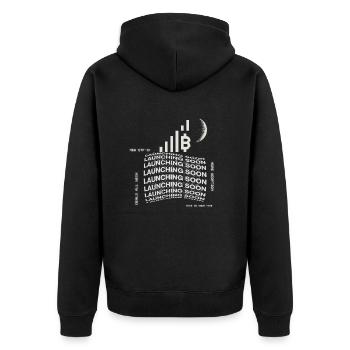 Crypto Summer: The Heat is On - Unisex Premium Organic Zip Hoodie - black - Back - Nico (187cm)