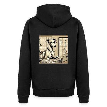Japan Ukijo e Style Desk Greyhound - Unisex Premium Organic Zip Hoodie - black - Back - Nico (187cm)