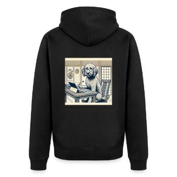 Japan Ukijo e Style Desk Labradoodle - Unisex Premium Organic Zip Hoodie - black - Back - Nico (187cm)