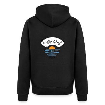 Experience Wanderlust - Plane - Travel - Beach - Unisex Premium Organic Zip Hoodie - black - Back - Nico (187cm)