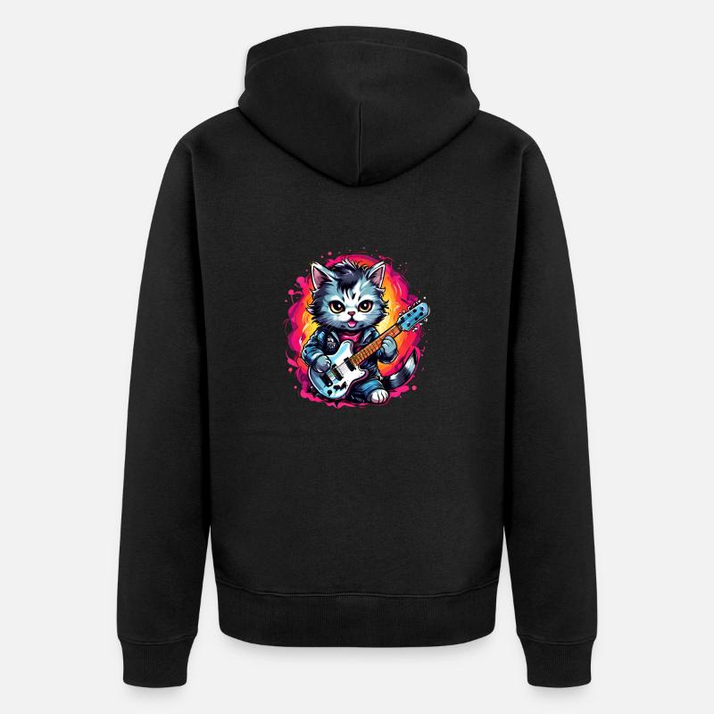 Chibi Rocker Cat - Veste à capuche bio Premium Unisexe - noir