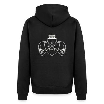 crew skull - Unisex Premium Organic Zip Hoodie - black - Back - Nico (187cm)