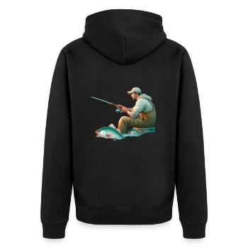 Fisherman - Fish - Fishing - Unisex Premium Organic Zip Hoodie - black - Back - Nico (187cm)