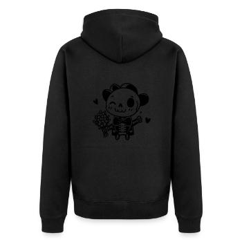 Skelett mit Blumen - Unisex Premium Bio Zip Hoodie - Schwarz - Hinten - Nico (187cm)