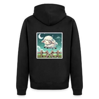 Counting sheep at night - Unisex Premium Organic Zip Hoodie - black - Back - Nico (187cm)
