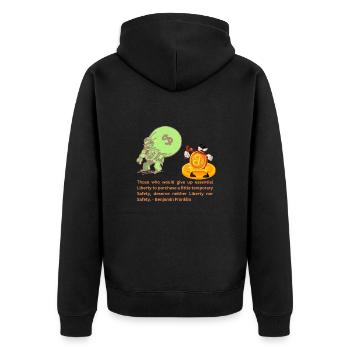 Franklin's Future: Free Money for a Free People - Unisex Premium Organic Zip Hoodie - black - Back - Nico (187cm)
