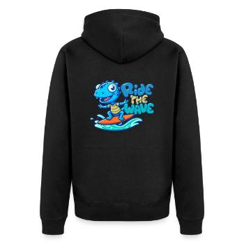 Ride The Wave - Unisex Premium Organic Zip Hoodie - black - Back - Nico (187cm)