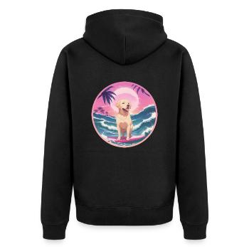 Labrador Retriever Surfer 🐾 2 - Unisex Premium Organic Zip Hoodie - black - Back - Nico (187cm)
